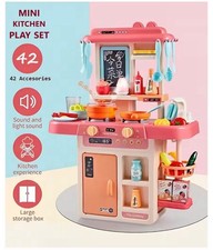 Kids Kitchen Play Set Toys 42 Pcs Cooking Toy Accessories,Light,Sound,Cookwares
