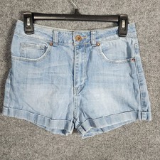 Bullhead Denim Co Womens Size 7 Light Wash Cuffed High Rise Mom Jean Shorts