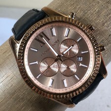 Michael Kors Lexington Men MK-8510 Chronograph Leather Quartz 45mm Watch 7 1/4"