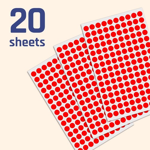 3,000 Pack 10mm Red Round Dot Stickers – Sticky Label Dots - Picture 3 of 9
