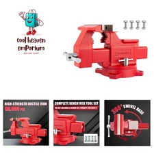 6.5" Heavy-Duty Bench Vise Ductile Iron Bench Vise 360° Swivel Bench Vice wit...