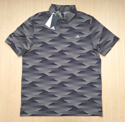 Adidas Men's Ultimate Speed Stripe Golf Polo Black/Putty Beige Size L *READ*