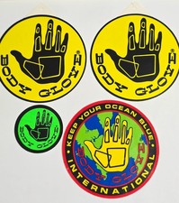 BODY GLOVE 4 STICKER VTG T-SHIRT HANGTAG SURF SURFBOARD SURFING VINTAGE WETSUIT