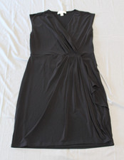 Michael Kors Dress Womens Medium Sleeveless Faux Wrap Ruched Stretch Classic
