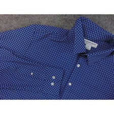 Mizzen Main Shirt Mens XL Trim Blue Geometric Performance Button Up Long Sleeve