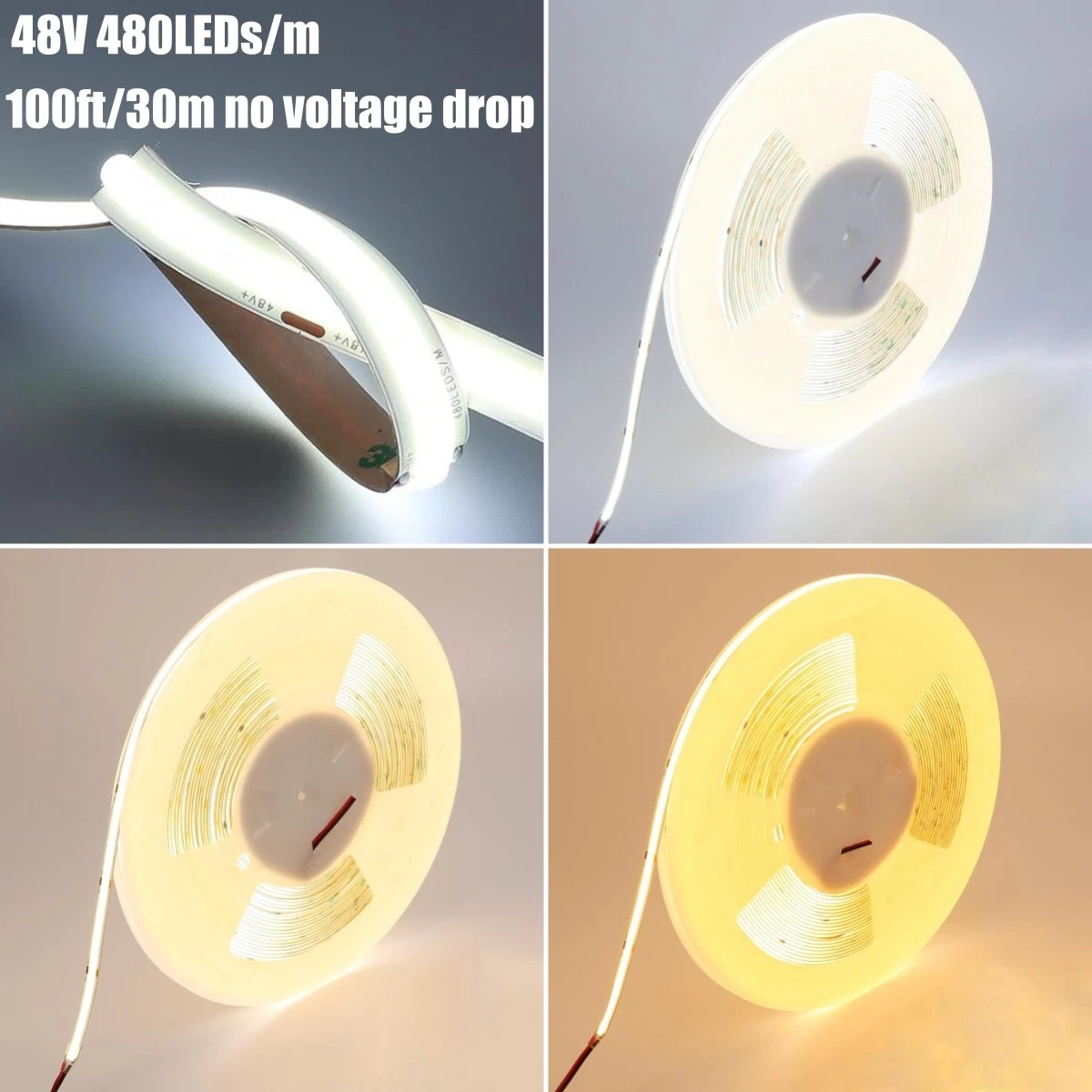 5m-30m 48V COB LED Strip 480LED/M Flexible LED Tape Lights Home Car Party Decor
Opens in a new windo