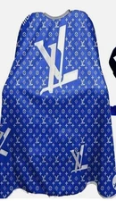 Barber and Hair Stylist Cape Blue and Dark Gold-Free Shipping