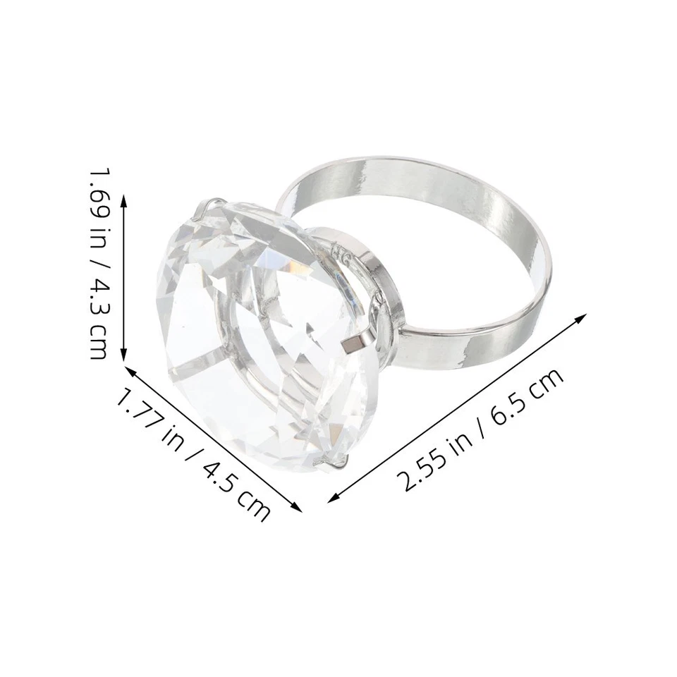  2 pezzi Anelli di strass per matrimoni Donne donne grandi imitazione cristallo - Immagine 3 di 4