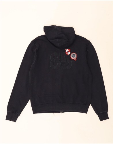 TOMMY HILFIGER Mens Graphic Zip Hoodie Sweater Medium Navy Blue Cotton CR07 - Picture 2 of 3