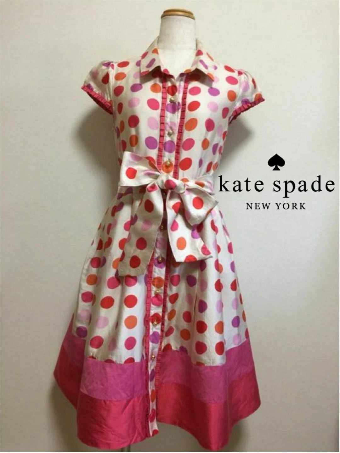 Abito Kate Spade in seta a pois taglia M buone condizioni autentico N2555