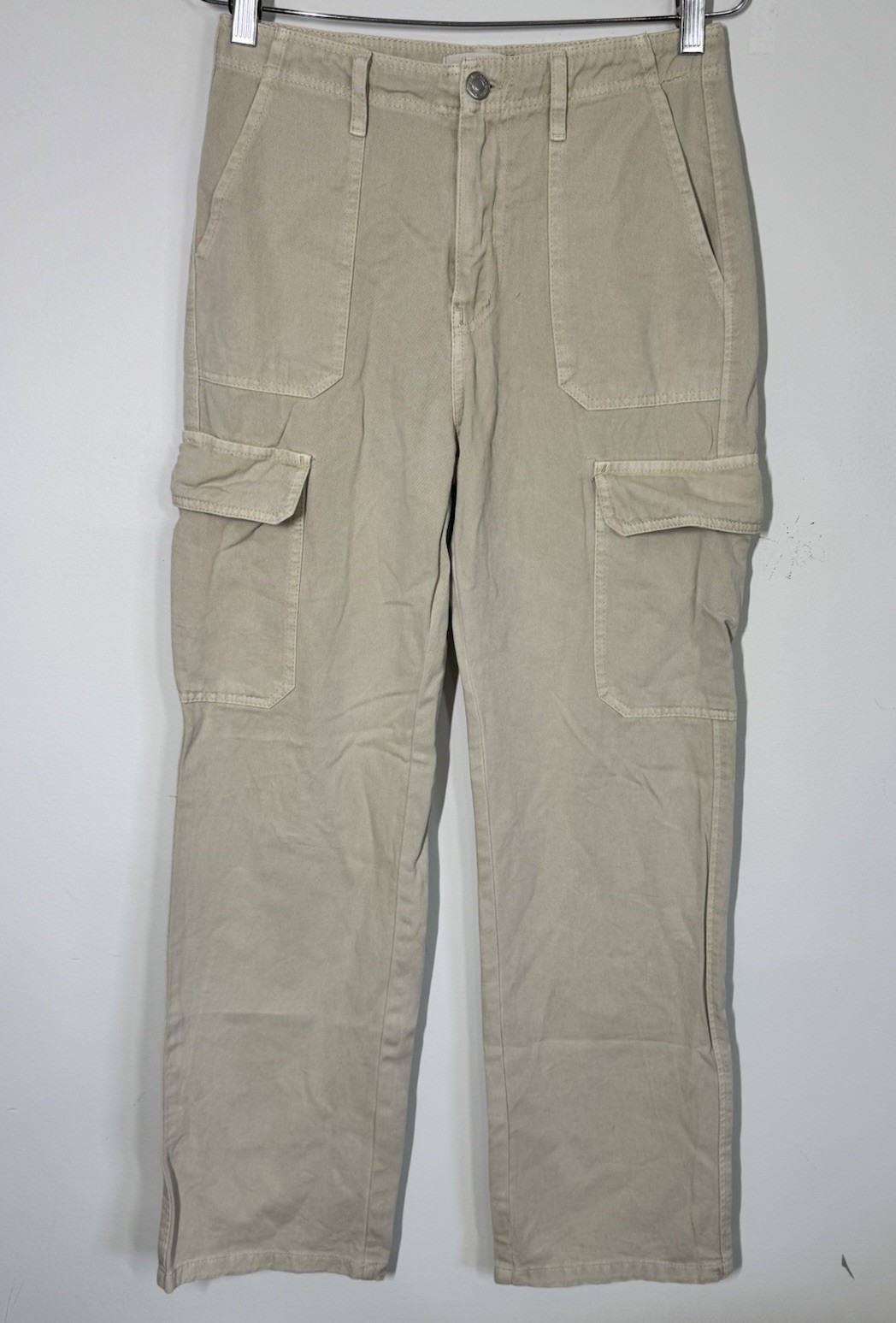 Zara Women’s Relaxed Fit High Rise Cargo Pants Jeans Utility Khaki Size 4 Grunge