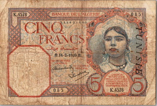 Tunisia 5 Francs 1939