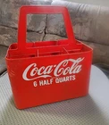 Vintage Coca-Cola Red Plastic 6-Bottle Carrier Soda Advertising Caddy
