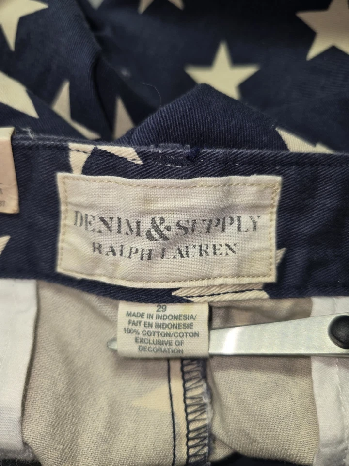 Shorts jeans e suprimentos Ralph Lauren masculino tamanho 29 estrelas chino 4 de julho EUA - Imagem 3 de 4