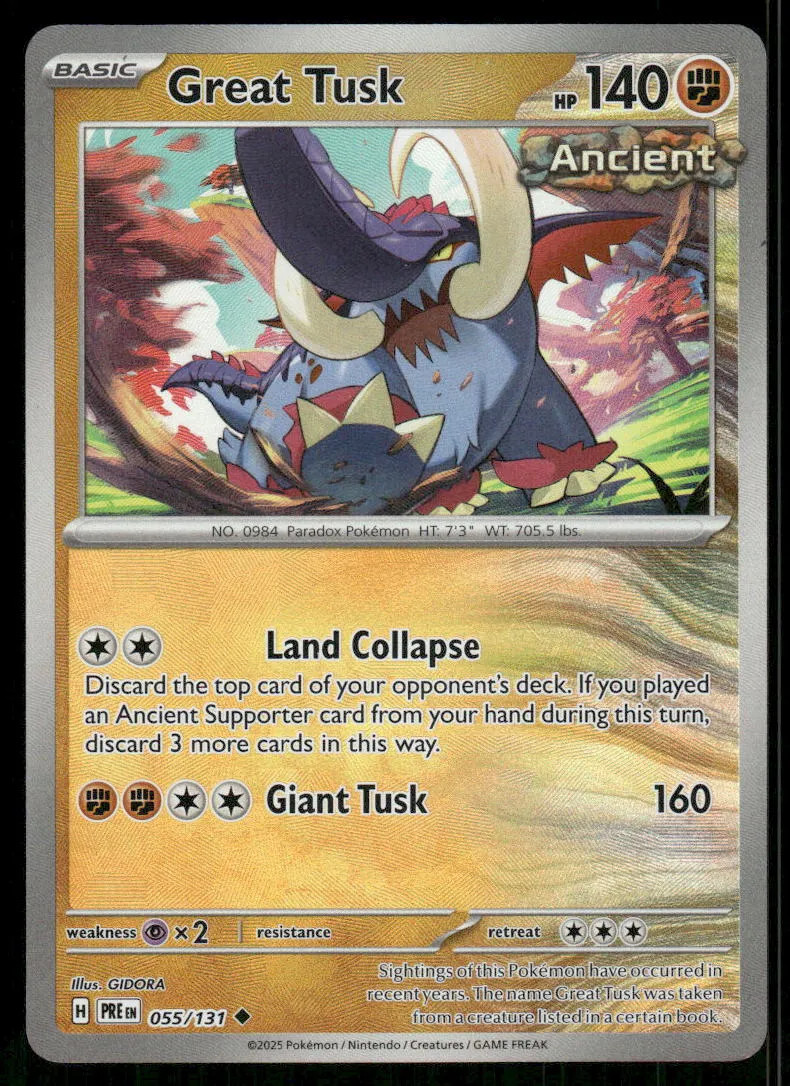 Great Tusk #55/131 2025 Prismatic Evolutions Poke Ball Reverse Holo