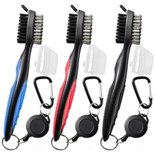 3 Pack Golf Club Brush and Club Groove Cleaner with Retractable Zipline and A...