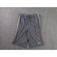 Nike Short Youth Medium Grey Drawstring Sporty Athletic Stripe Breathable Causal