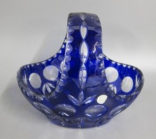 Kristall Henkel Schale Überfang handgeschliffen Beyer