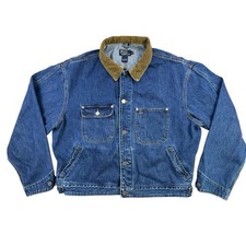 Polo Ralph Lauren Sportsman Denim Jean Jacket Size XL Corduroy Collar Vintage 90