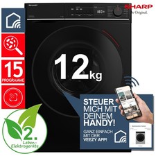 Sharp Waschmaschine 12 kg Schwarz VeeZy App E...