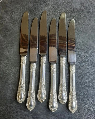 Set Of 6 Lunt American Victorian Sterling Silver Butter Knife Knives