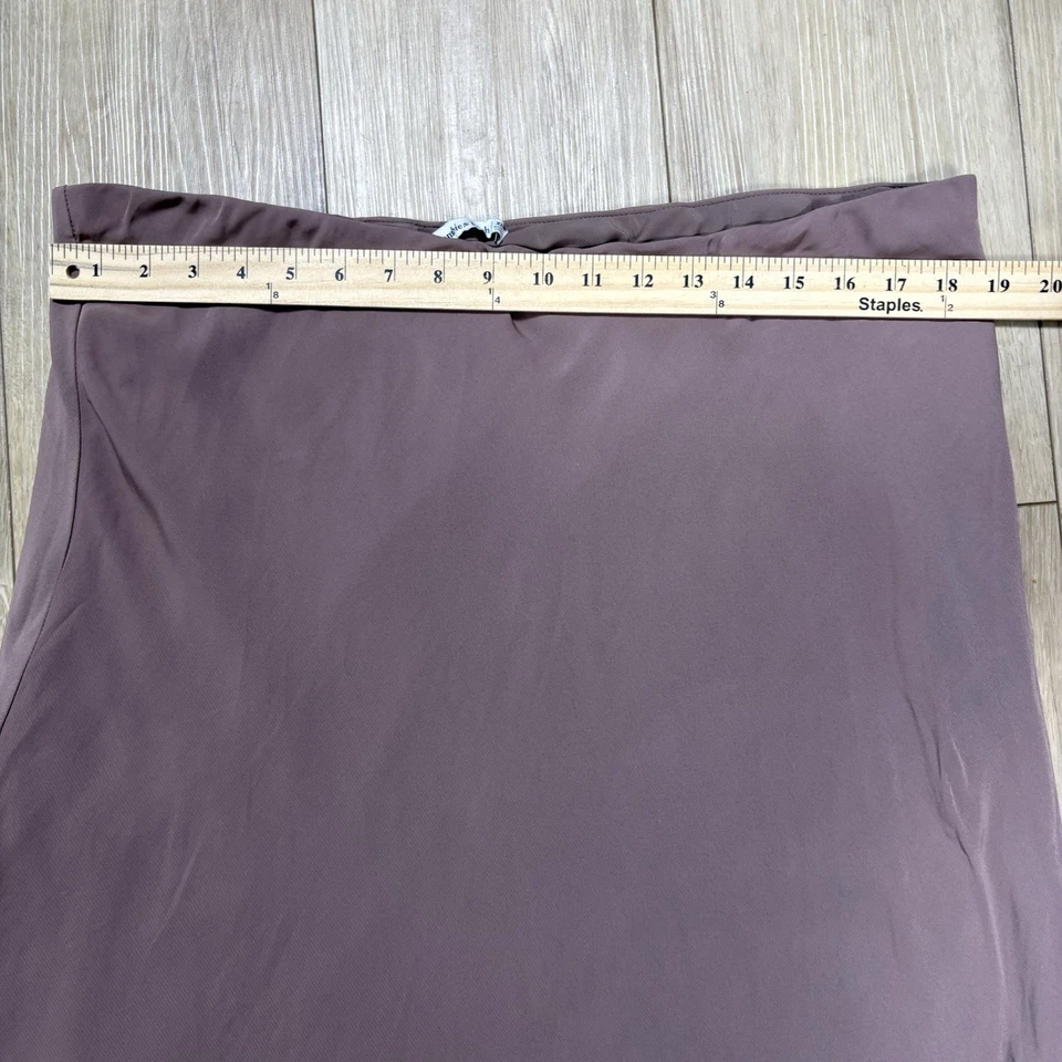 Saia maxi feminina Abercrombie & Fitch cetim forrada em marrom bronzeado fluido ~ Tamanho XLP - Imagem 4 de 4