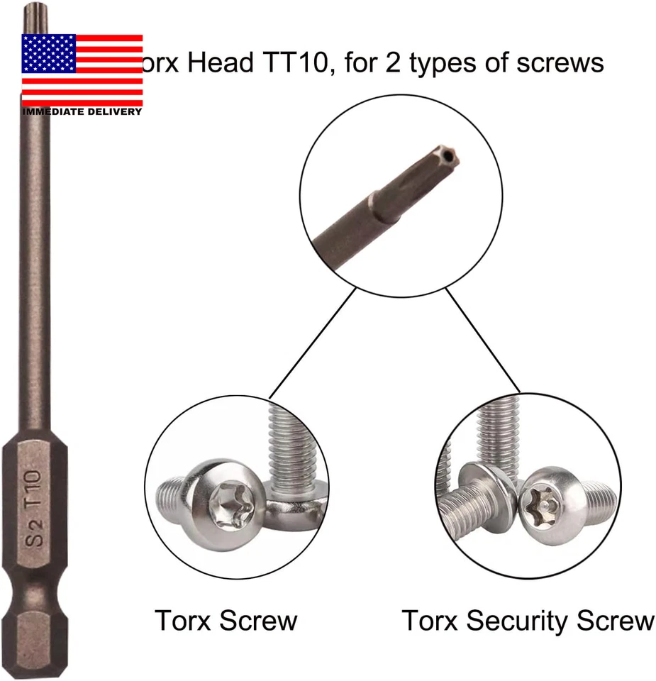 10Pcs Magnetic Torx Head Screw Driver Bits 75Mm/3Inch Long 1/4Inch Hex Shank Sec - Image 2 of 4