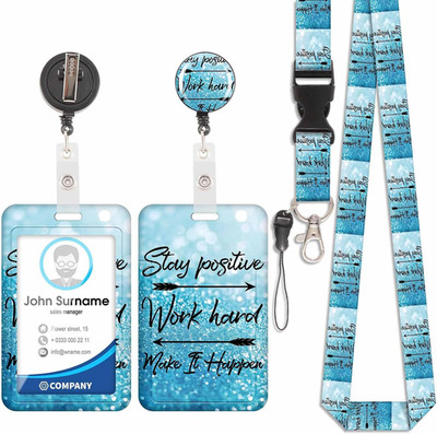 ID Badge Holder mit Lanyard, Modische Sliding Ausweishülle, Lanyard Kartenhalter