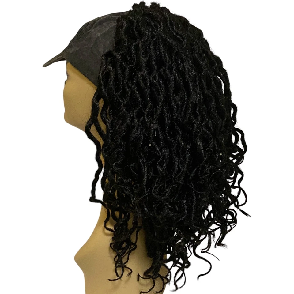 ASHRO Negro Trenzado Locs con Gorra de Béisbol Peluca Torceduras Rizadas Pelo Sintético Nuevo con Etiquetas Foto 3 de 4
