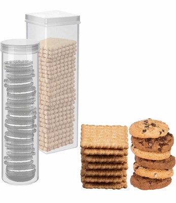 SET OF CRACKER & COOKIE STORAGE CONTAINERS PLASTIC CLEAR 2 IN A SET KEEP FRESH