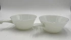 Set of 2 Vintage Fire King Anchor Hocking White Milk Glass Soup Bowl With Handle