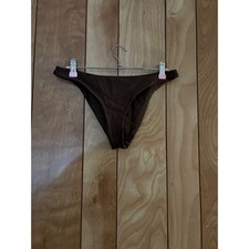 Jade Swim Bare Minimum Bikini Bottom Chocolate Brown Metallic Large JS-101-RE21