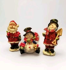 Sparkly Bobble Head Santa & 2 Snowmen Christmas Decorations - Winter