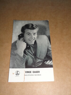 Vince Eager 1959 6 x 3 Parlophone Records Promo Photocard 