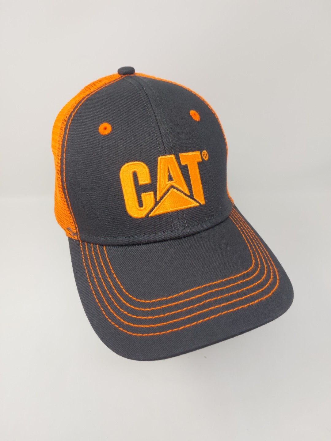 CAT Snapback Hat Adjustable Mesh Back Cap Gray Hu… - image 1