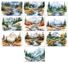 10 Assorted All Occasion Note Cards Blank Greeting Cards Mountain Streams