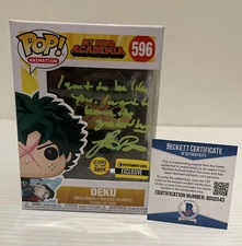 Justin Briner Signed DEKU GITD MY HERO ACADEMIA Exclusive Funko Pop BECKETT 13