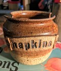 Vintage Hand Thrown 4 1/2" ceramic napkin holder By Roth From 1980's Earth Tones