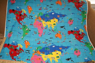 VIP Earth Planet Map Save Earth Planet Rainforests Extinction Whale Fabric  1 Yd