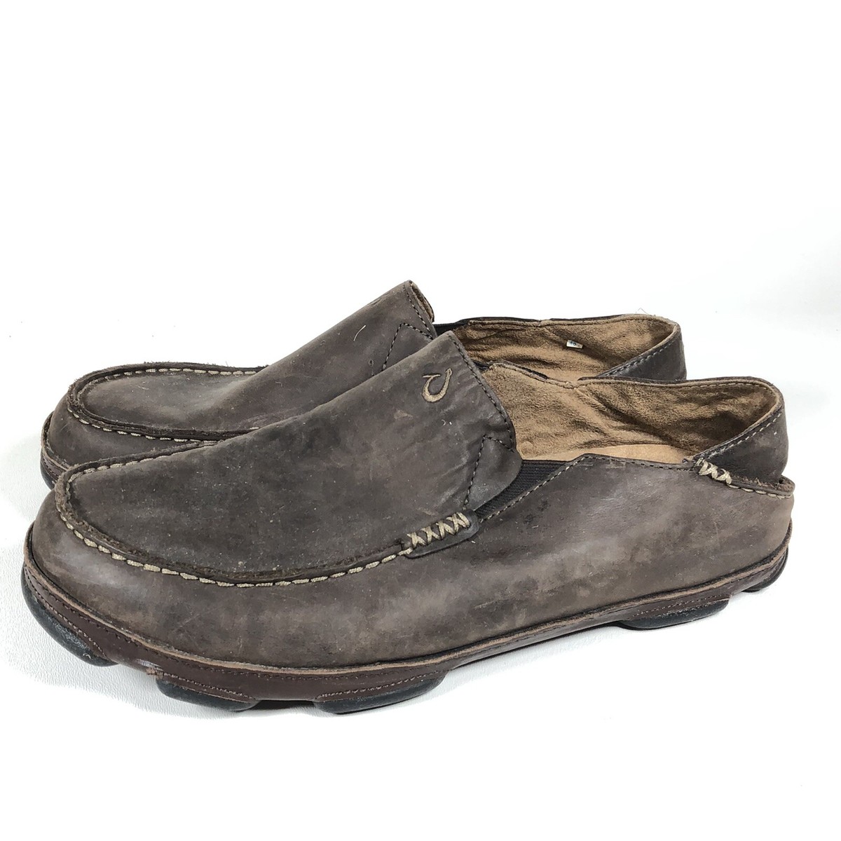 Olukai Moloa Mens Slip On Casual Shoes Brown Leather Loafer  display picture 1