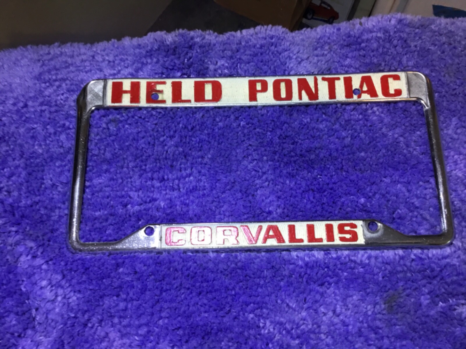 Vintage Pontiac dealership license plate frame Held Corvallis Oregon eBay