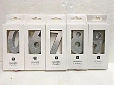 Lot of 2 Talking Tables Silver Color Number Candles NIP 3" tall Pick your number