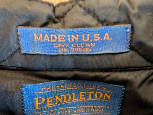 Pendleton Pura Lana Vergine Bottoni Flanella Camicia Uomo Grandi Toppe Gomito USA - Foto 8 di 9