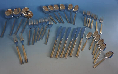 Edelstahl Besteck Set Menübesteck Kaffe teils vergoldet Pop Panton Ära (223-185) - Bild 1 von 4