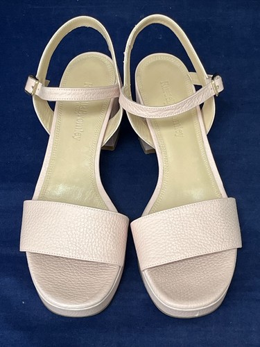 RUSSELL & BROMLEY UK 6 1/2 BABY PINK LEATHER BLOCK HEEL PLATFORM SANDALS EX COND - Picture 2 of 4