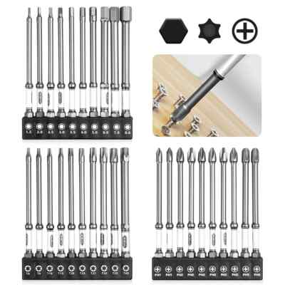 10pcs 100mm Hex Screwdriver Bit Set Hexagon Head  1/4   Shank Magnetic