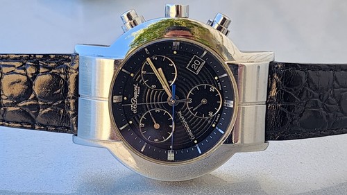 Raro Orologio Uomo St Dupont Cronografo Acciaio Quarzo - Foto 2 di 7