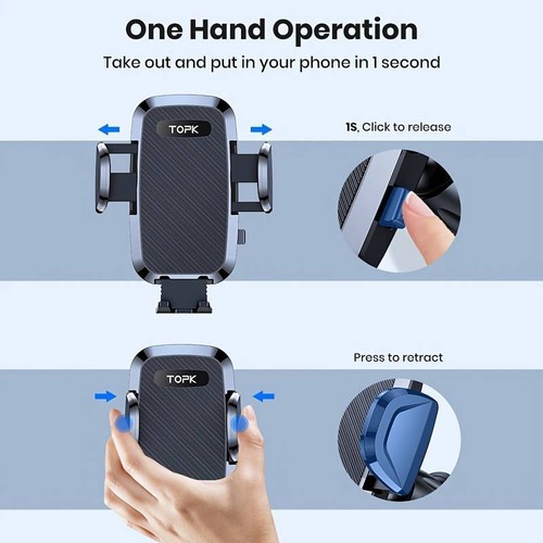 TOPK Car Phone Holder Vent Mount Hook Clip Universal Air 360°Rotation 2IN A PACK - Picture 8 of 9