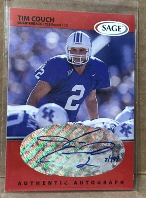 Tim Couch 1999 SAGE Rookie Red Autograph #2/999 Jersey Number 1/1 SP Wildcats 