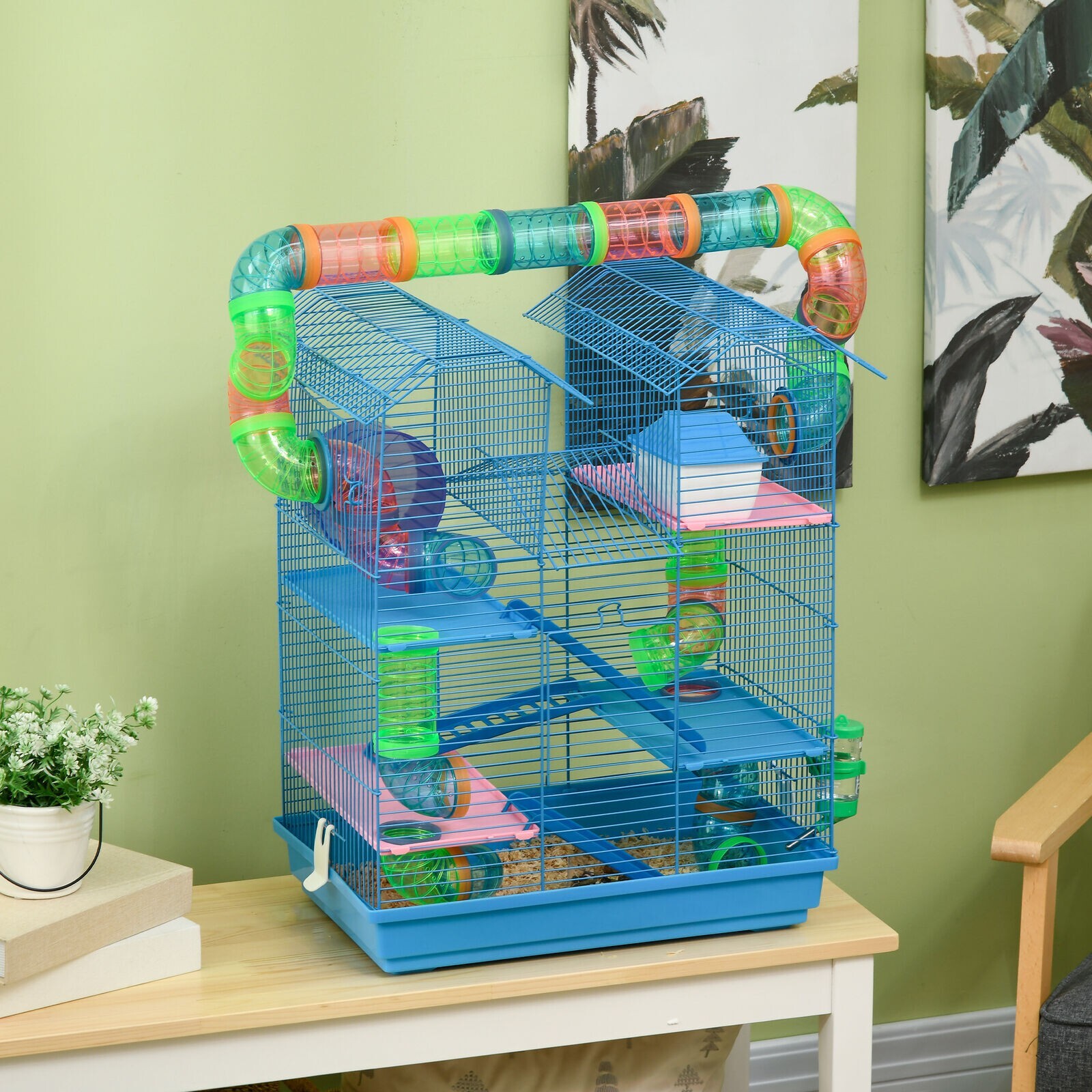 5 Tiers Hamster Cage Animal Travel Carrier Habitat With Accessories